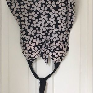 White Floral Halter Style Tankini Top